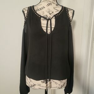 BeBe 2B, black "cold shoulder" top size Small.